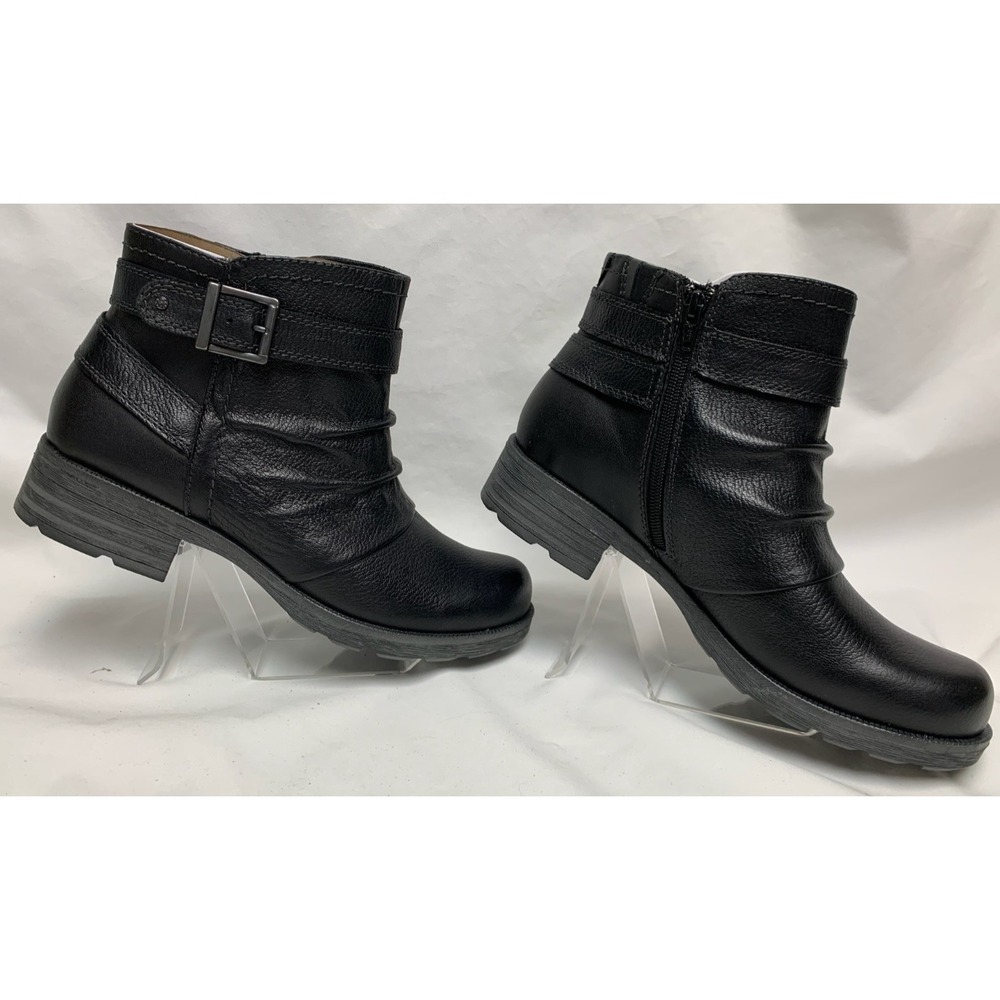 NIB Womens Earth Origins Randi Robby Wide Black Leather Ankle Boots SideZip 10 W - Picture 3 of 16